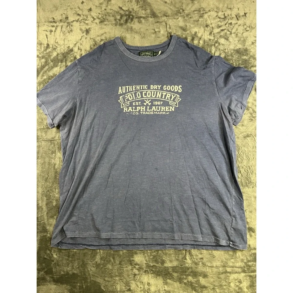 Ralph Lauren Polo Country Men's 3TG Blue Graphic Logo Crew Neck Cotton Tee